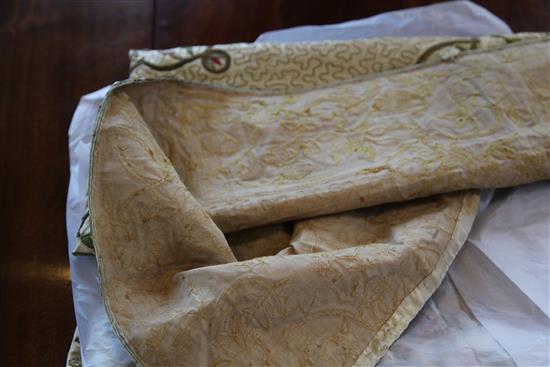 A late 18th / early 19th century cream silk Continental embroidery, 62 x 52in.